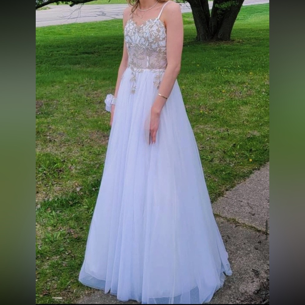 White / Gold Prom Dress